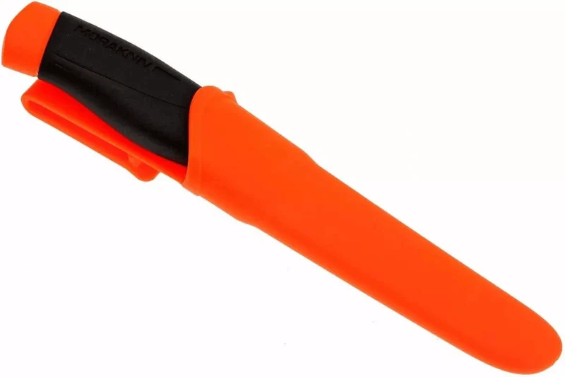 Couteau Mora Companion Heavy Duty F 12211 lame carbone 10,4cm manche caoutchouc noir/orange + étui