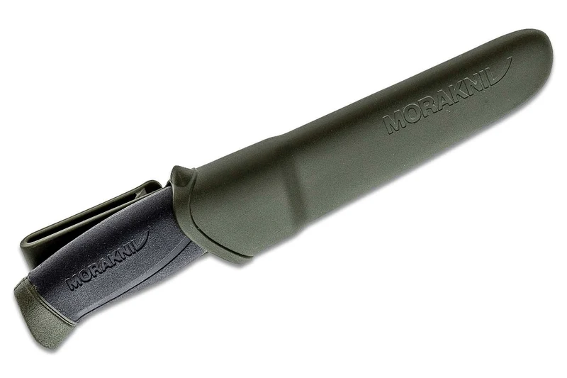 Couteau Mora Companion MG 11863 lame carbone 10,4cm manche caoutchouc noir/kaki + étui