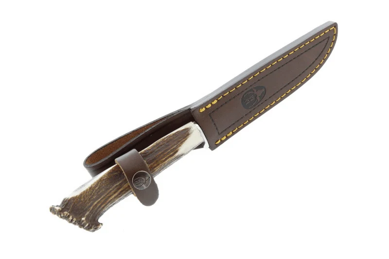 Couteau Muela Gredos 9228 lame poli glace 14cm manche en bois de Cerf + étui en cuir