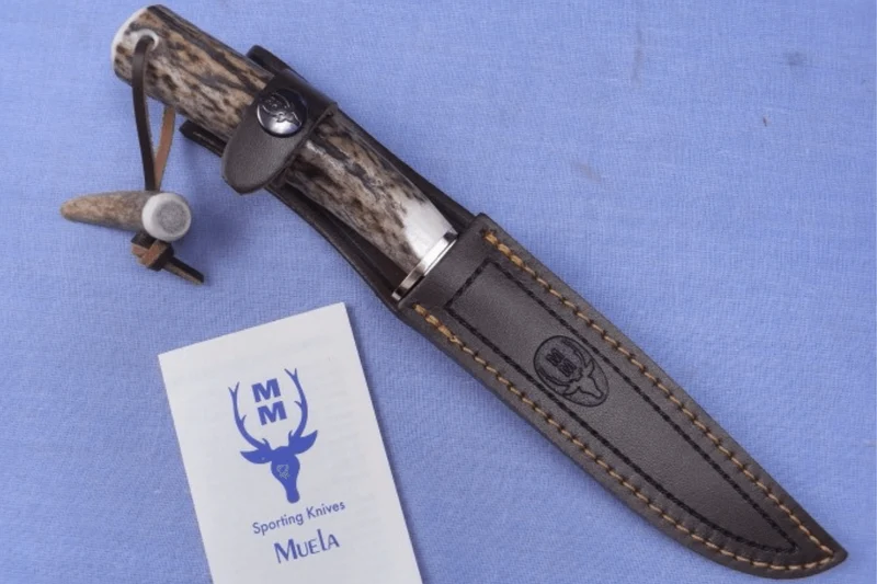 Couteau Muela Gredos 9218 lame en inox 14cm manche en bois de cerf + étui en cuir