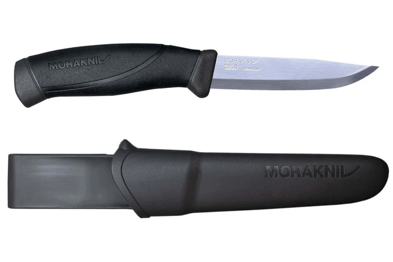 Couteau Mora Companion 12141 lame inox 10,4cm manche caoutchouc noir + étui