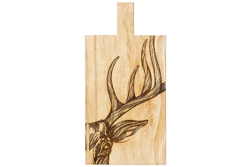 Planche de service en chêne Selbrae House 50x25x2cm avec poignée - Motif cerf
