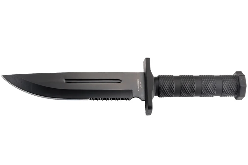 Couteau Herbertz 109118 lame semi-dentée 18,2cm manche polymère noir + étui