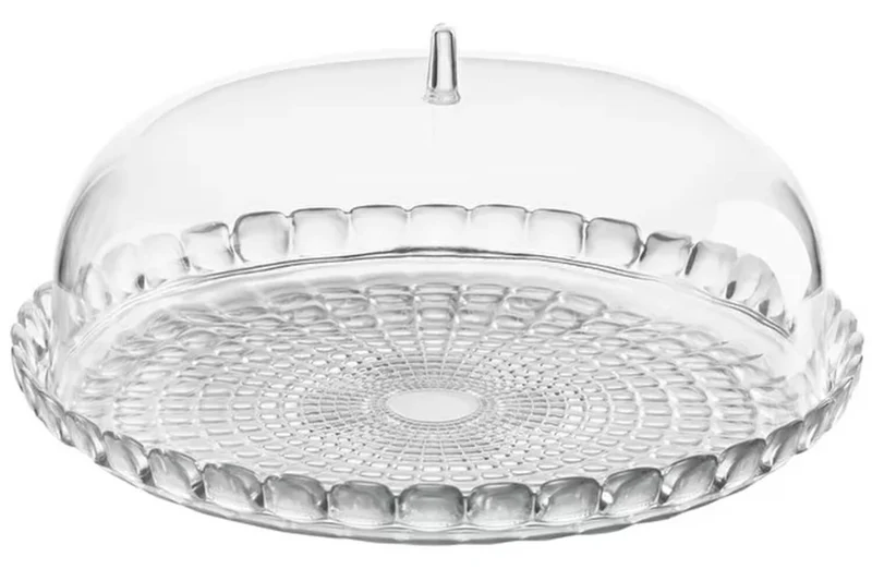 Plat à gâteau transparent Guzzini Tiffany en acrylique Ø36cm avec cloche