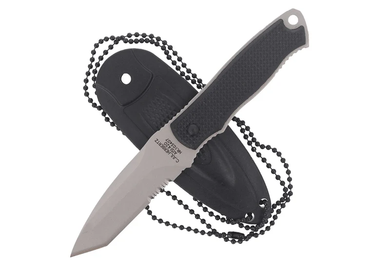 Couteau de cou Herbertz 103407 lame tanto 7cm manche polymère noir + étui