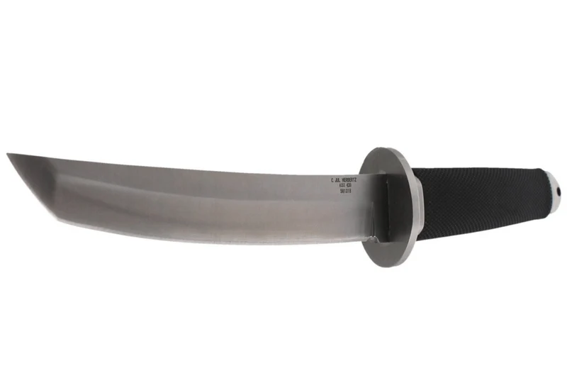 Couteau Herbertz 581318 lame tanto 18cm manche caoutchouc noir + étui en cuir