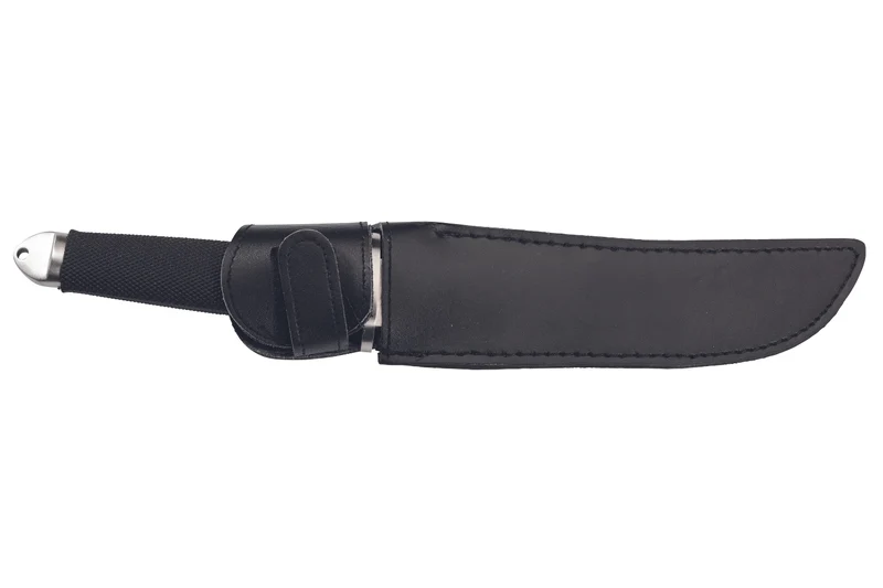 Couteau Herbertz 581318 lame tanto 18cm manche caoutchouc noir + étui en cuir