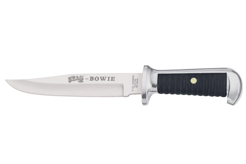 Couteau Herbertz Bowie 106415 lame 15,5cm manche zinc et cuir + étui en cuir