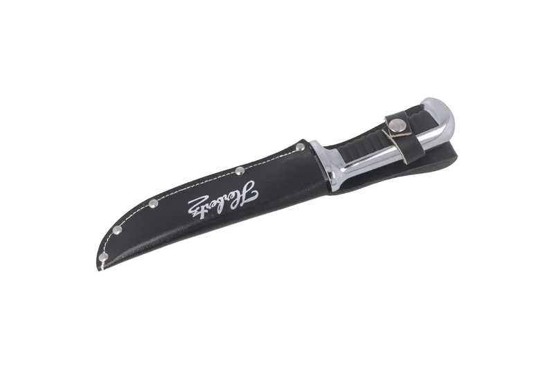 Couteau Herbertz Bowie 106415 lame 15,5cm manche zinc et cuir + étui en cuir