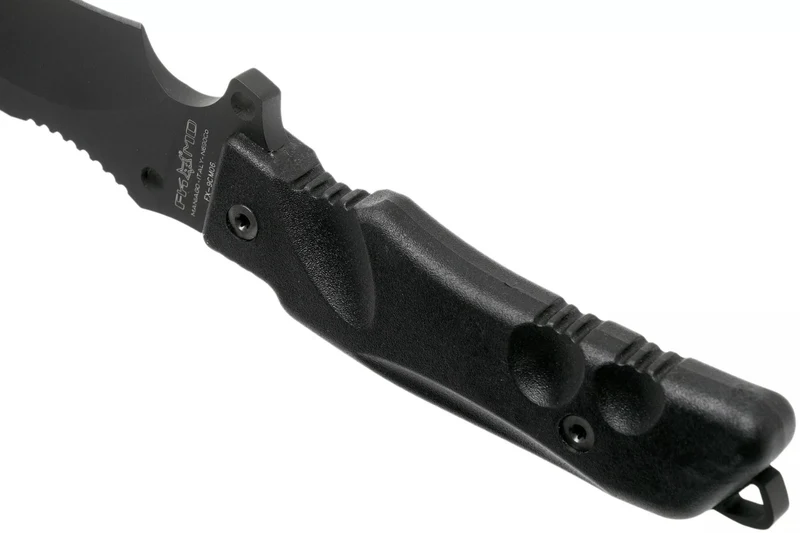 Couteau Fox Military Parus FX.9CM06 lame 17,5cm manche Forprene noir + étui en nylon + kit de survie
