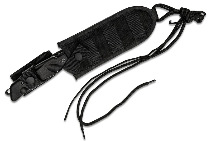 Couteau Fox Military Parus FX.9CM06 lame 17,5cm manche Forprene noir + étui en nylon + kit de survie