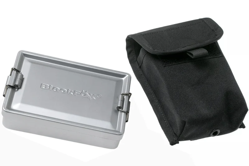 Couteau Fox Military Parus FX.9CM06 lame 17,5cm manche Forprene noir + étui en nylon + kit de survie