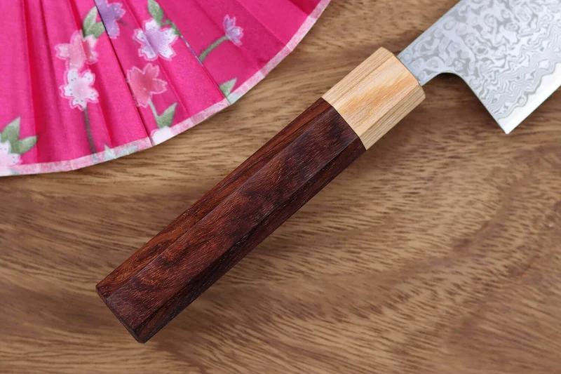 Couteau kiritsuke japonais Tsunehisa SLD Damas bois de rose 21cm