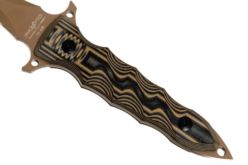 Couteau Fox Military Modras FX.508 lame 17,5cm manche G10 marron/noir + étui en cuir