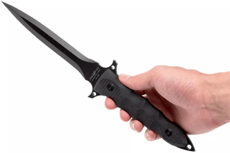 Couteau Fox Military Modras FX.507 lame 17,5cm manche G10 noir + étui en cuir