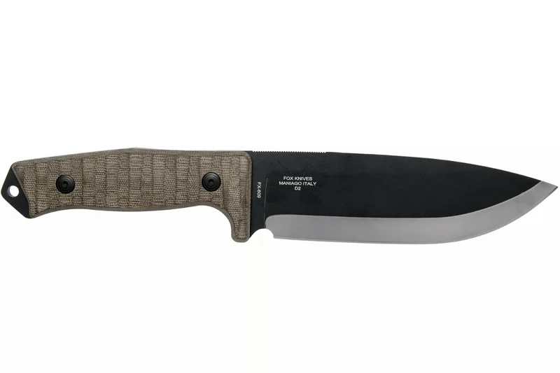 Couteau Fox Military Bushman FX.609OD lame 16cm manche micarta + étui en cuir