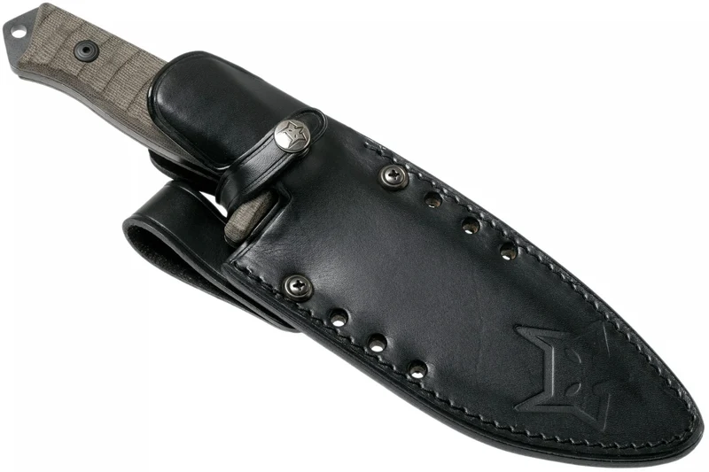 Couteau Fox Military Bushman FX.609OD lame 16cm manche micarta + étui en cuir