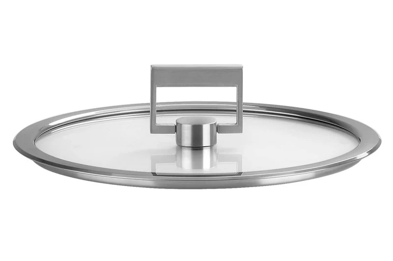 Couvercle plat Cristel Strate Fixe en verre trempé avec bouton rabattable