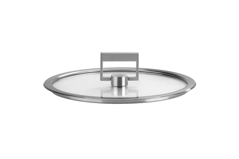 Couvercle plat Cristel Strate Fixe en verre trempé avec bouton rabattable