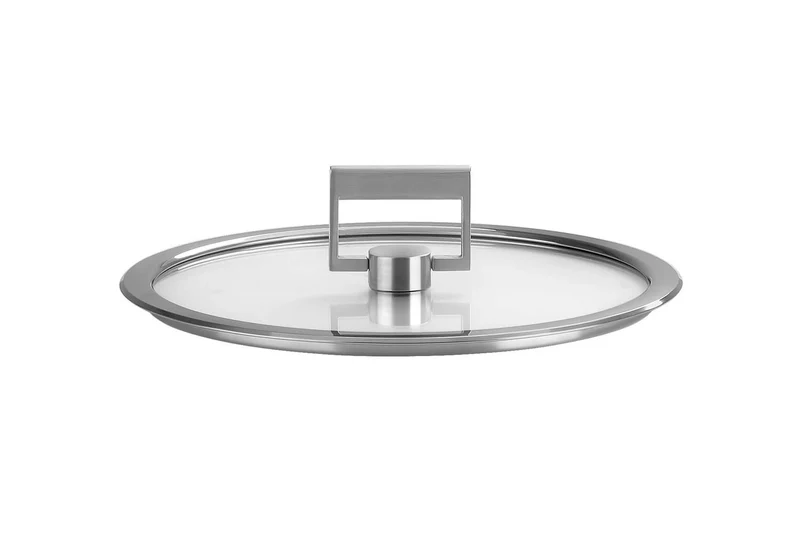 Couvercle plat Cristel Strate Fixe en verre trempé avec bouton rabattable
