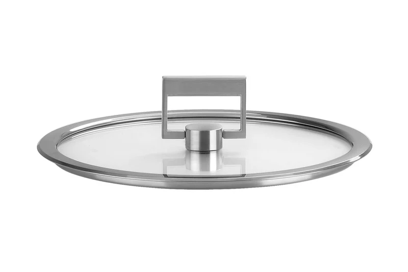 Couvercle plat Cristel Strate Fixe en verre trempé avec bouton rabattable