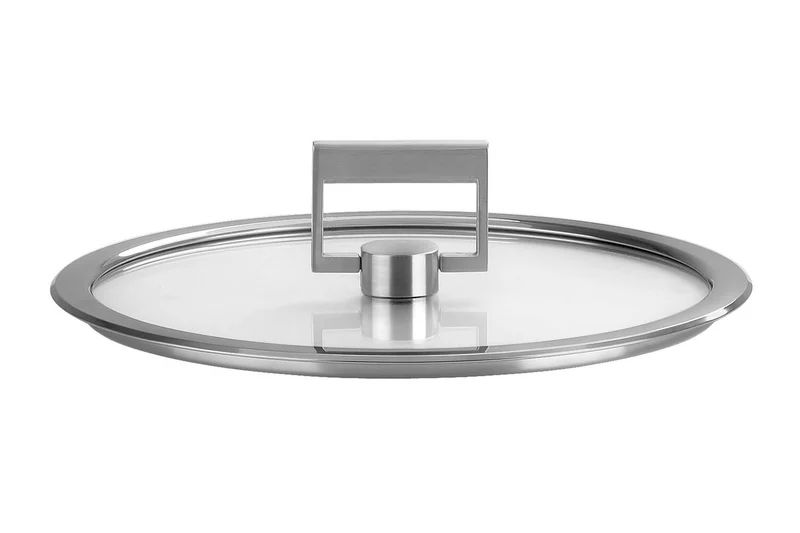 Couvercle plat Cristel Strate Fixe en verre trempé avec bouton rabattable
