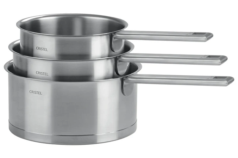 Set de 3 casseroles Cristel Strate Fixe en acier inox 18/10 - 16, 18 et 20cm