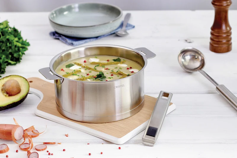 Set de 4 casseroles Cristel Strate Amovible en acier inox 18/10 + 2 poignées Strate inox