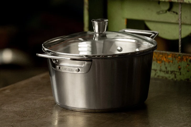 Couvercle Cristel 1826 en verre bombé à pontet en inox
