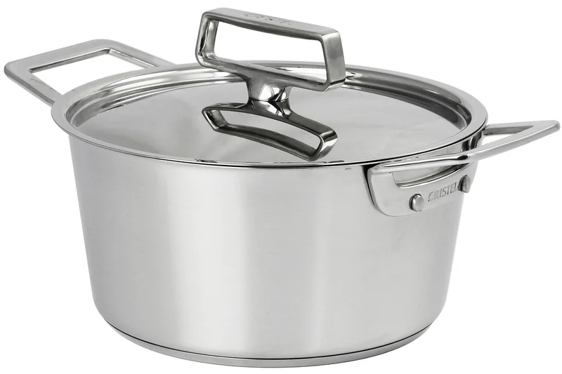 Faitout Cristel 1826 en acier inoxydable 18/10 brossé + couvercle Castel'Pro en inox