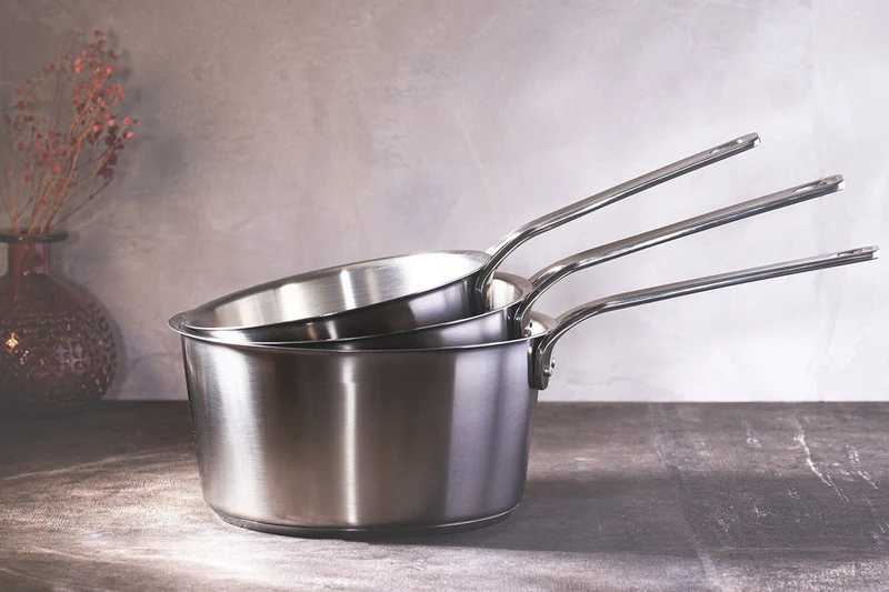 Set de 3 casseroles Cristel 1826 en acier inoxydable 18/10 brossé