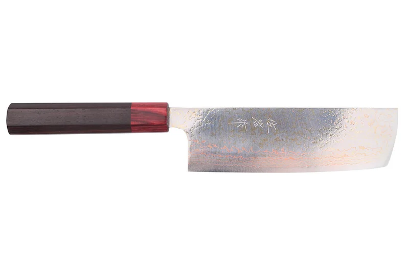 Couteau nakiri 16,5cm japonais artisanal Takeshi Saji VG10 Rainbow