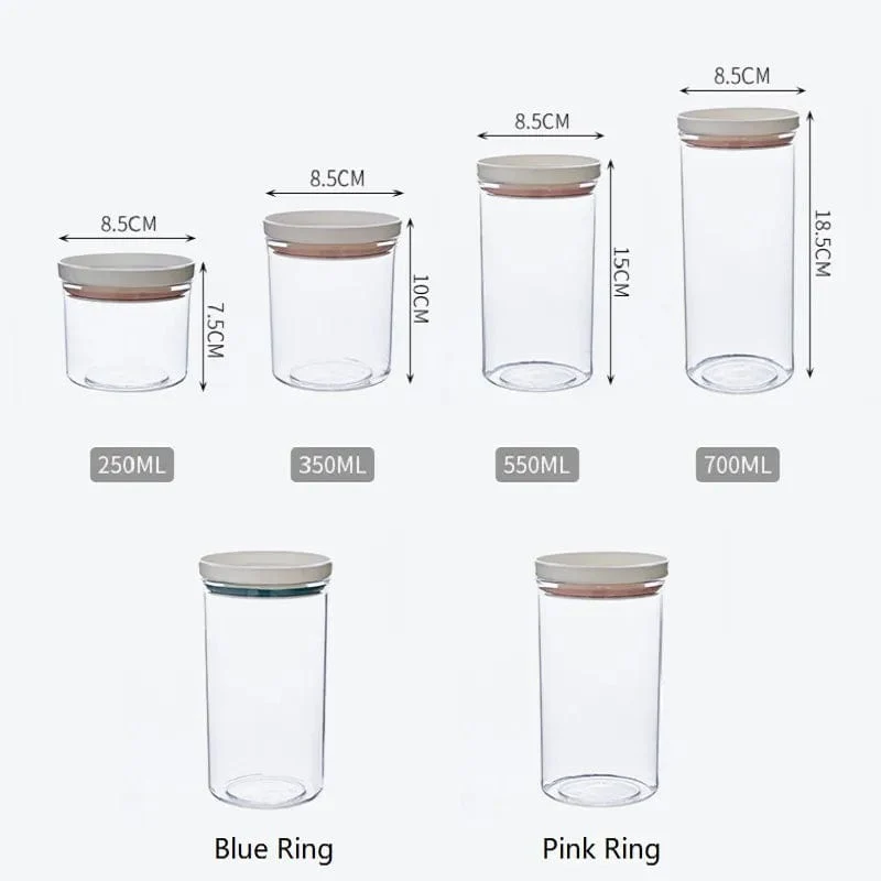 Lot de 4 Boîtes Hermétiques Transparentes avec Joint Coloré