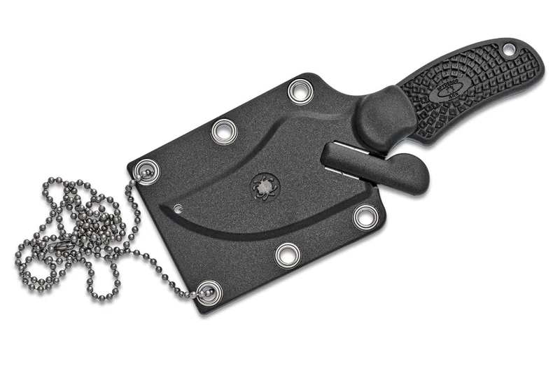 Couteau Spyderco ARK FB35PBK lame 5,5cm manche noir + étui polymère avec chaînette