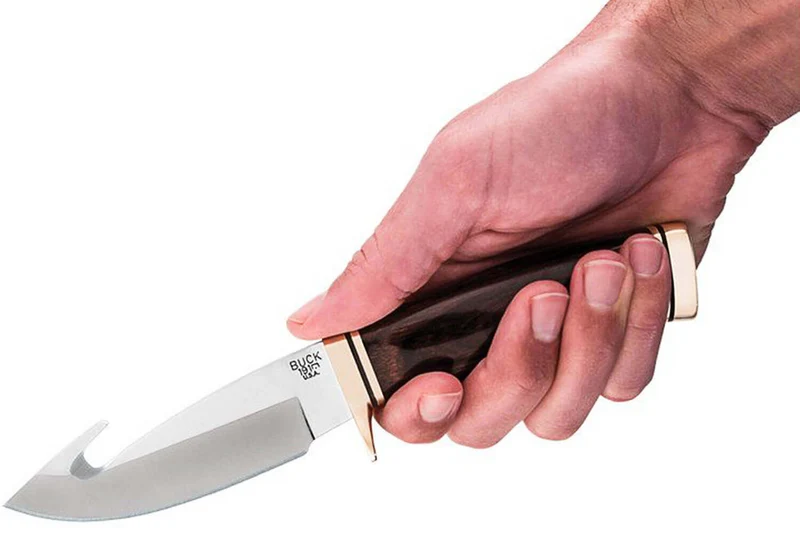 Couteau Buck 191 Zipper 0191BRG lame guthook 10,5cm manche bois de noyer + étui cuir