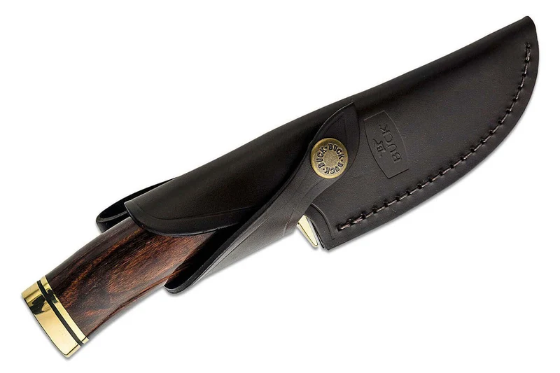 Couteau Buck 191 Zipper 0191BRG lame guthook 10,5cm manche bois de noyer + étui cuir