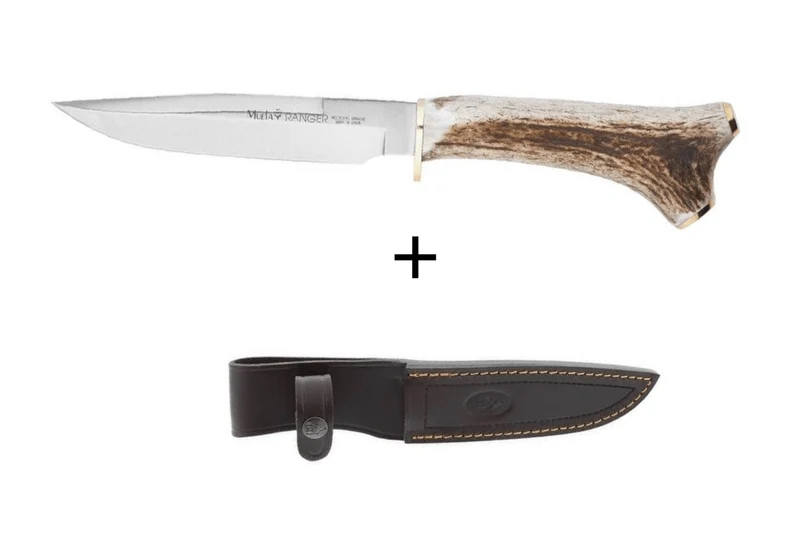 Couteau Muela Ranger 9251 lame 14cm manche en bois de cerf avec départ d'épois + étui en cuir