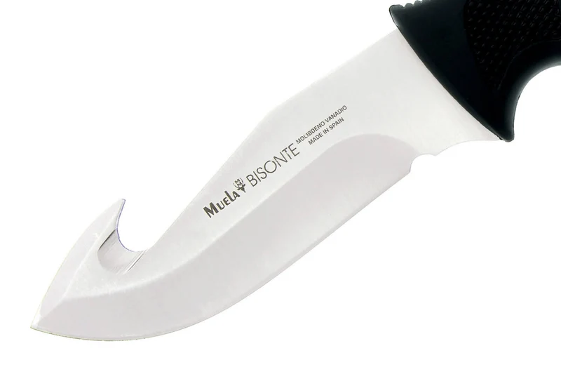 Couteau Muela Bisonte 9305 lame 11cm manche en gomme noir + étui en cuir