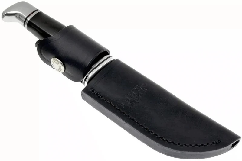 Couteau Buck 103 Skinner 0103BKS lame 10,2cm manche résine phénolique noir/alu avec étui en cuir