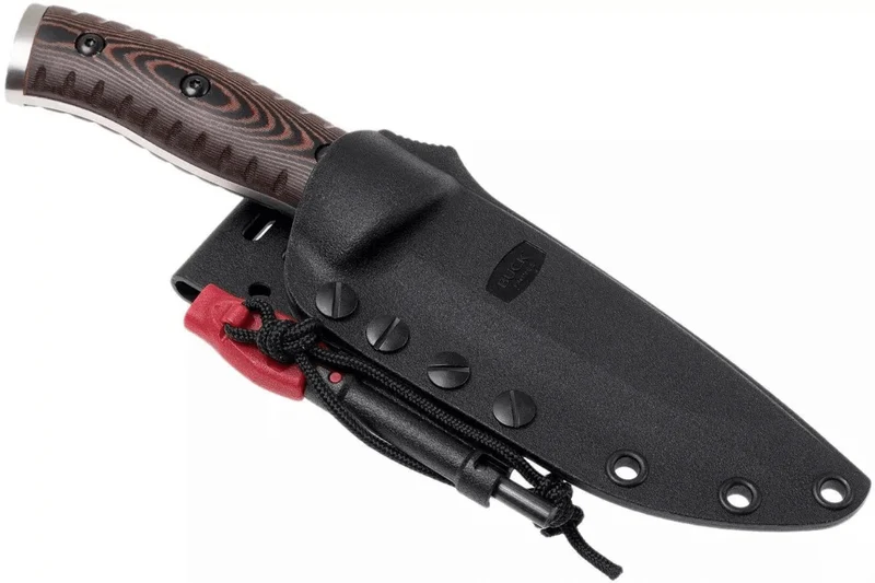 Couteau multifonction Buck 863 Selkirk 0863BRS lame 11,7cm manche micarta marron avec allume-feu et étui nylon