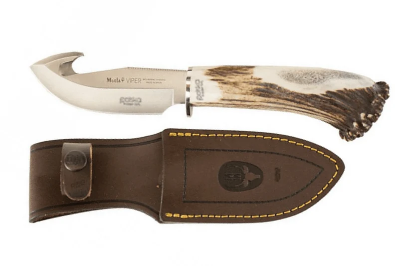 Couteau Muela Viper 9215 lame 11cm manche en bois de cerf + étui en cuir