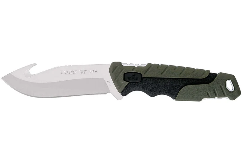 Couteau Buck 657 Pursuit Large Guthook 0657GRG lame 11,4cm manche nylon/fibres de verre vert + étui polyester