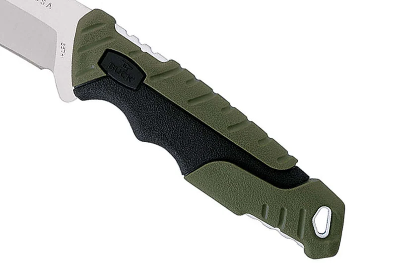 Couteau Buck 657 Pursuit Large Guthook 0657GRG lame 11,4cm manche nylon/fibres de verre vert + étui polyester