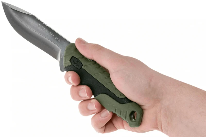 Couteau Buck 656 Pursuit Large 0656GRS lame 11,4cm manche nylon/fibres de verre vert + étui polyester