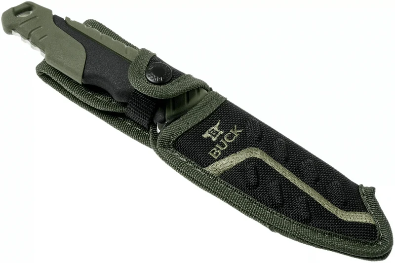 Couteau Buck 656 Pursuit Large 0656GRS lame 11,4cm manche nylon/fibres de verre vert + étui polyester