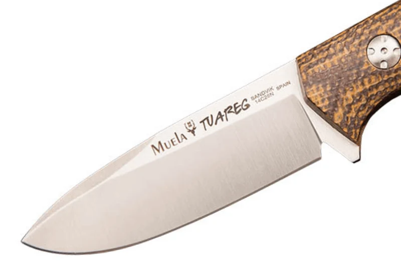 Couteau Muela Tuareg 10G 9334 lame 10cm manche en micarta jute marron et moutarde + étui en cuir