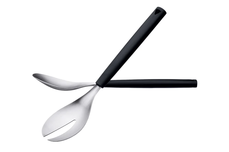 Set 2 couverts à salade Triangle en inox brossé et manche en polypropylène