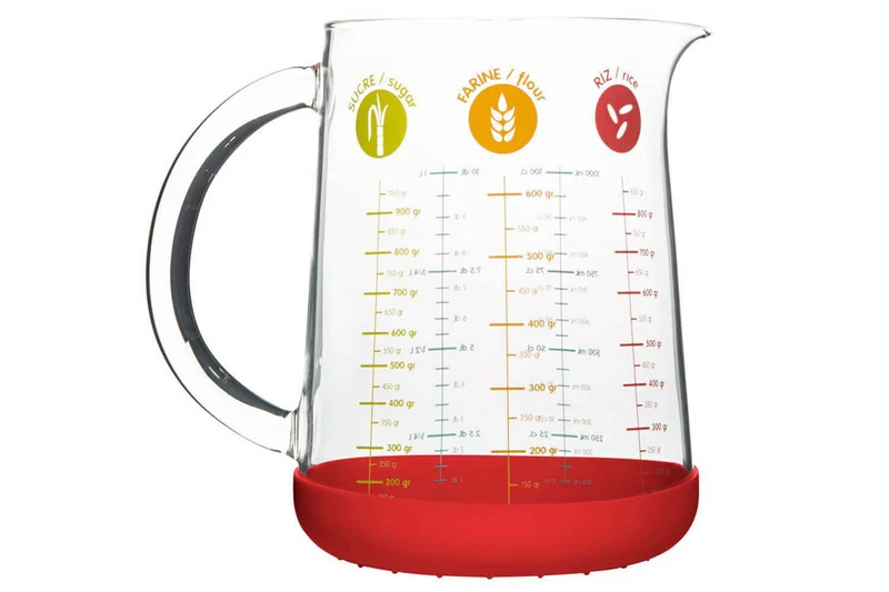 Verre doseur Pebbly en verre borosilicate et base en silicone