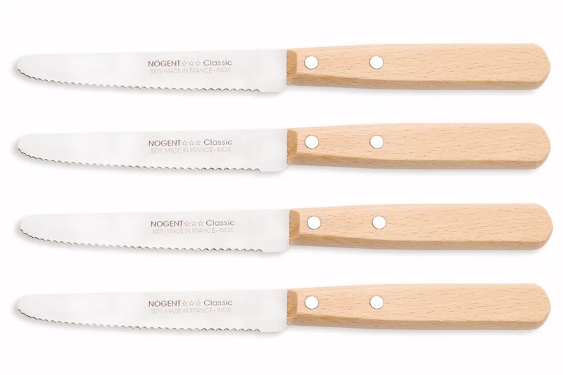 Coffret 4 couteaux de table Nogent Les Basiques manche en bois de hêtre