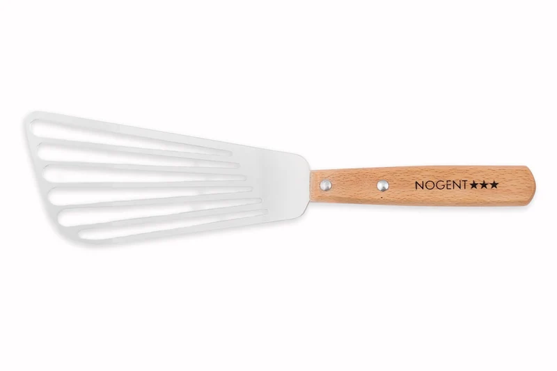 Pelle de cuisine ajourée en inox Nogent manche en bois de hêtre 28cm